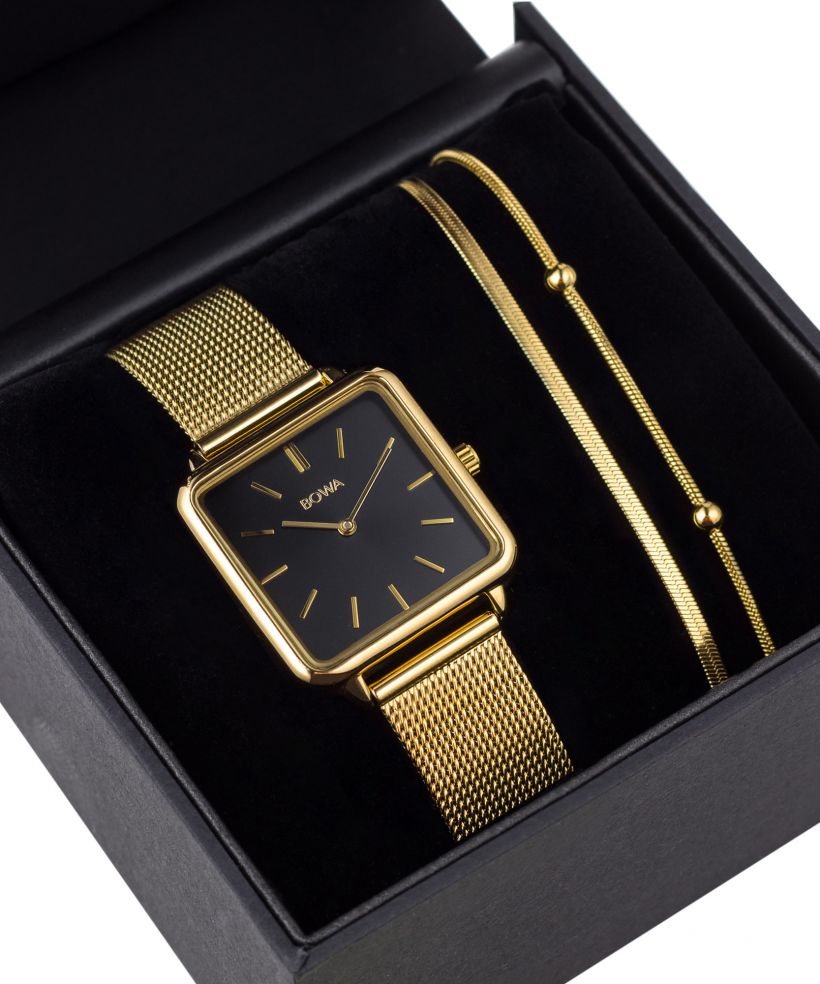 Zegarek damski BOWA Vienna Black Gold Mesh 29 Gift Set