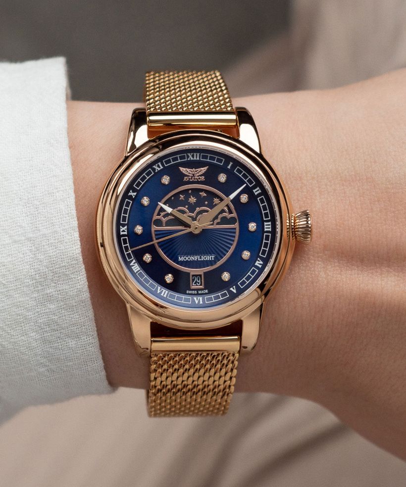 Zegarek damski Aviator Douglas Moonflight Blue Diamonds Limited Edition