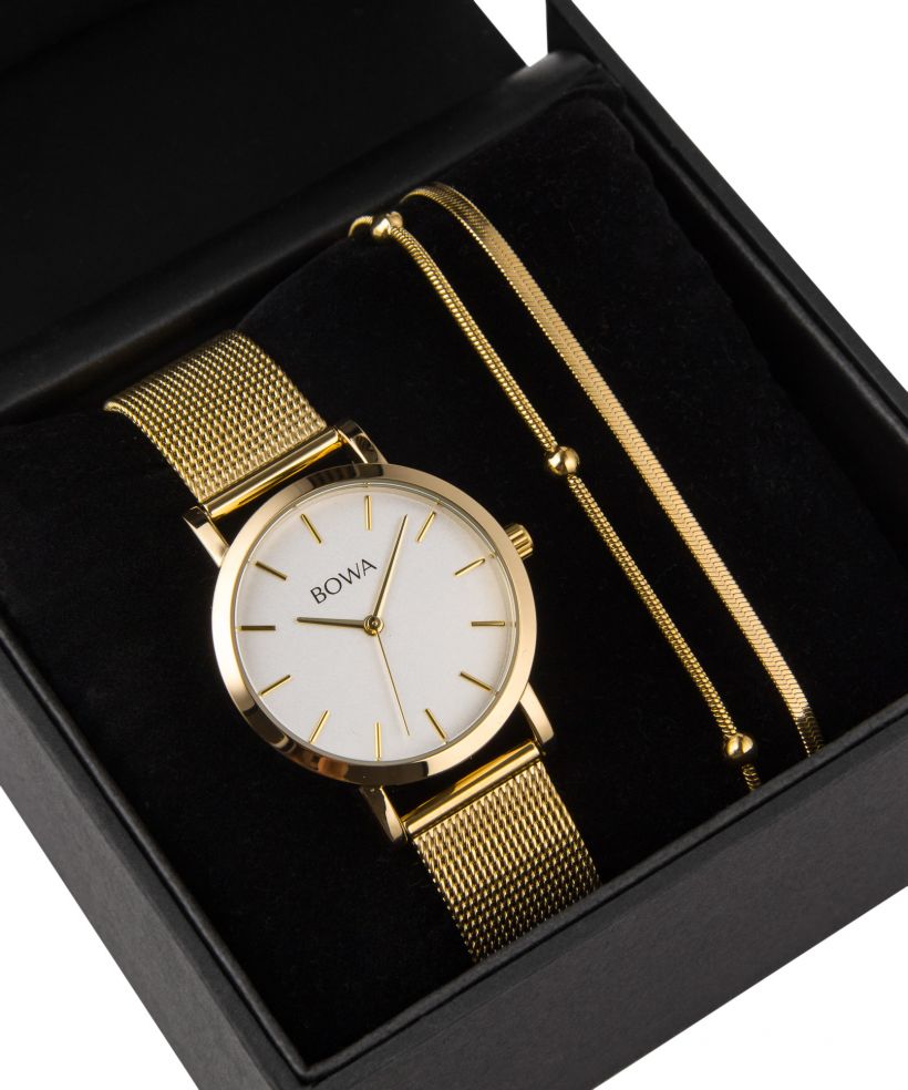 BOWA Tokyo White-Gold Mesh 33 Gift Set (zegarek + bransoletka)