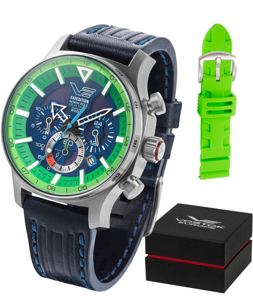 Zegarek męski Vostok Europe Expedition North Pole Polar Spruce Solar Power Chronograph Limited Edition SET