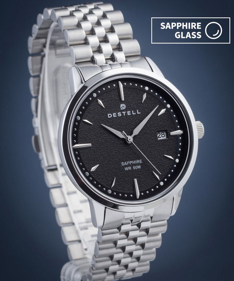 Zegarek męski DESTELL Pictor Black Silver Steel Sapphire