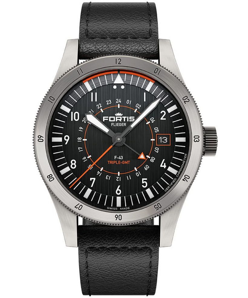 Zegarek męski Fortis Flieger F-43 Triple GMT Titanium Automatic
