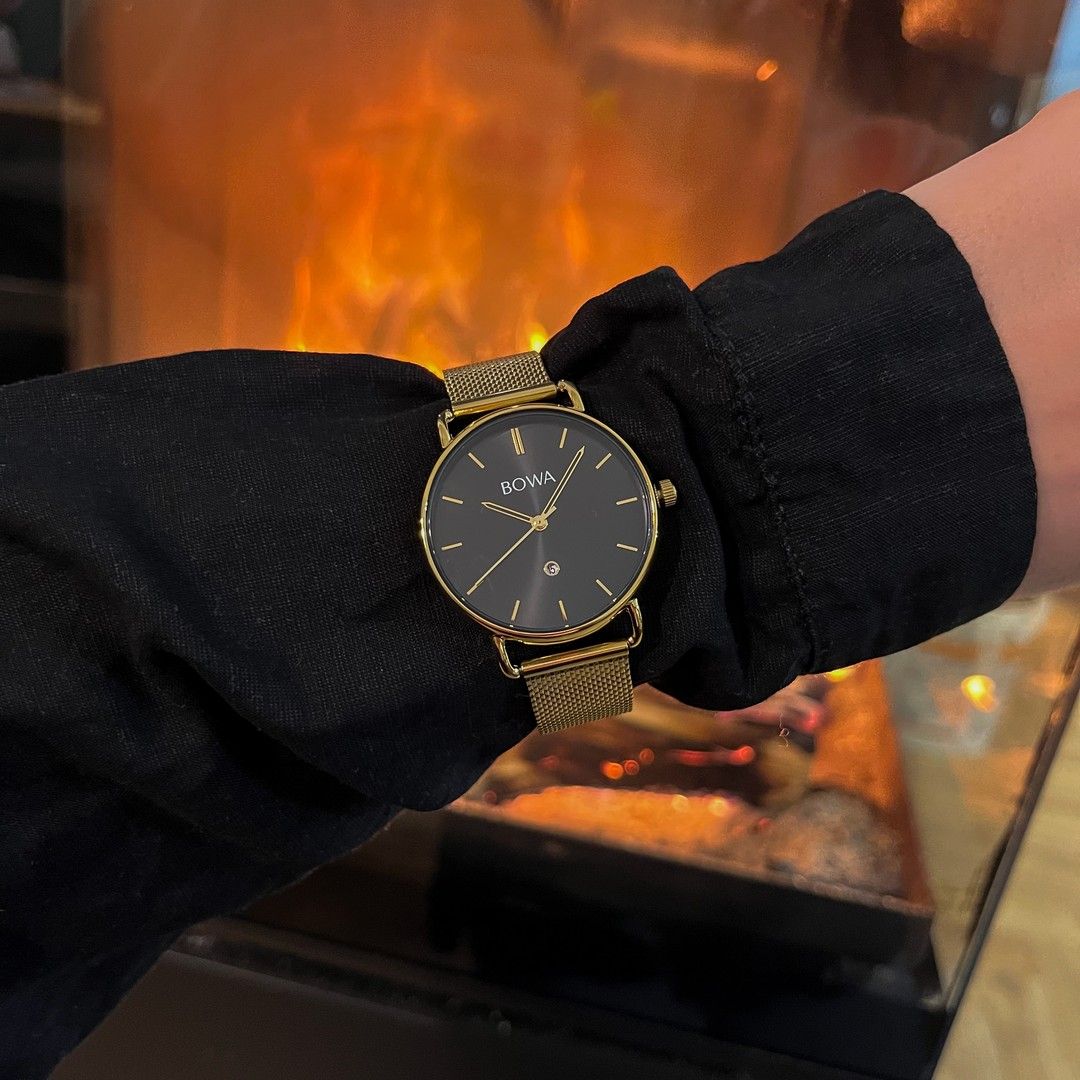 Zegarek damski BOWA Milan Black-Gold Mesh 34
