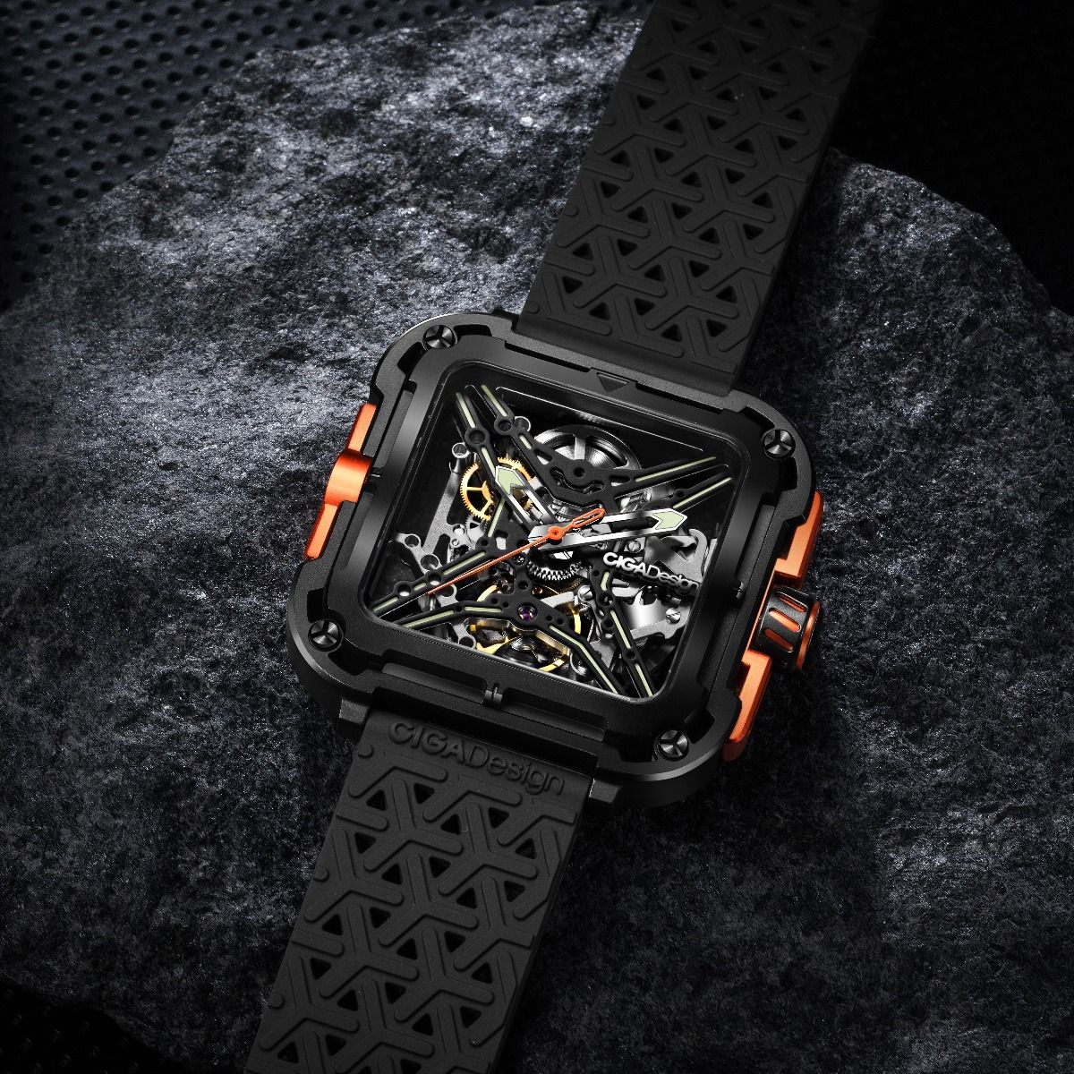 Zegarek męski Ciga Design X Series Gorilla Black & Orange Skeleton Automatic