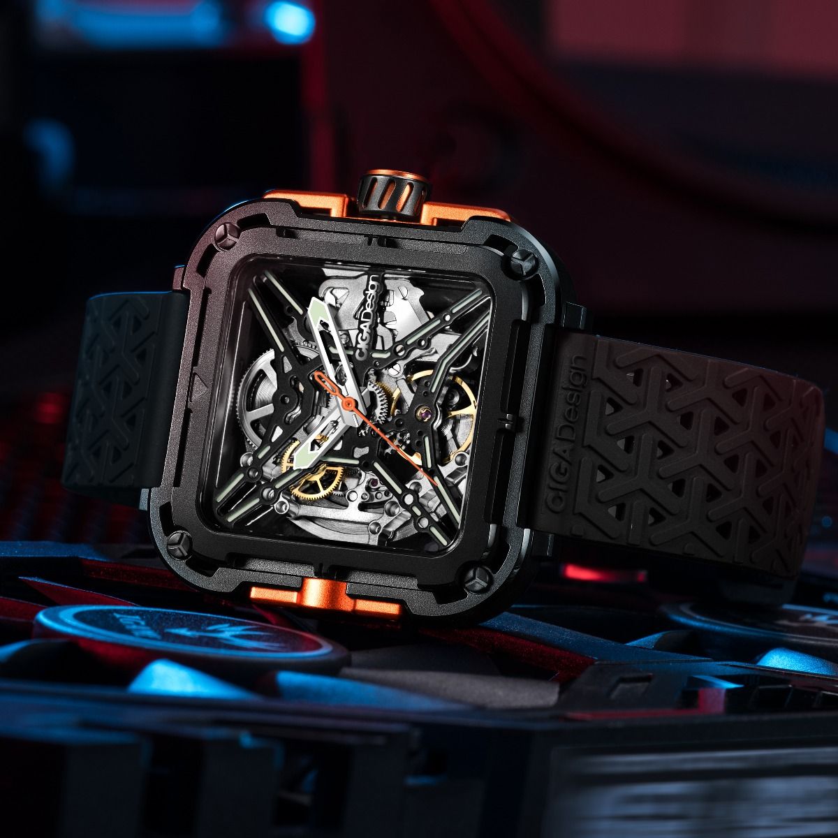 Zegarek męski Ciga Design X Series Gorilla Black & Orange Skeleton Automatic