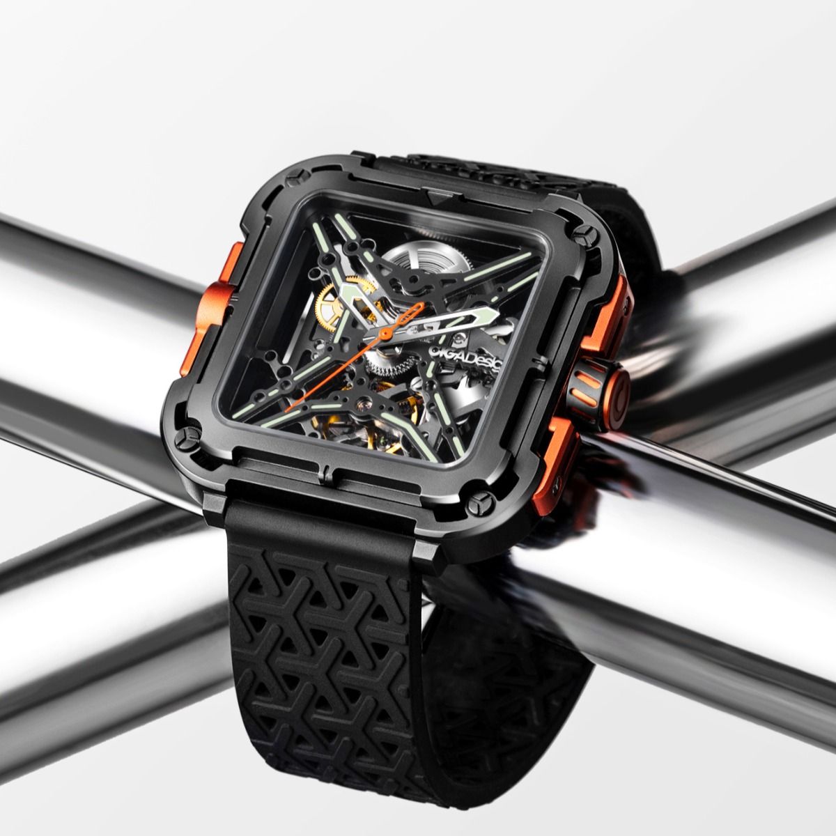 Zegarek męski Ciga Design X Series Gorilla Black & Orange Skeleton Automatic