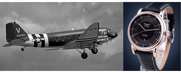 Zegarek i samolot Douglas DC-3 Dakota