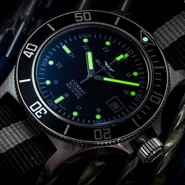 Zegarek męski Glycine Combat Sub 48 GL0097 podświetlenie Super-Luminova