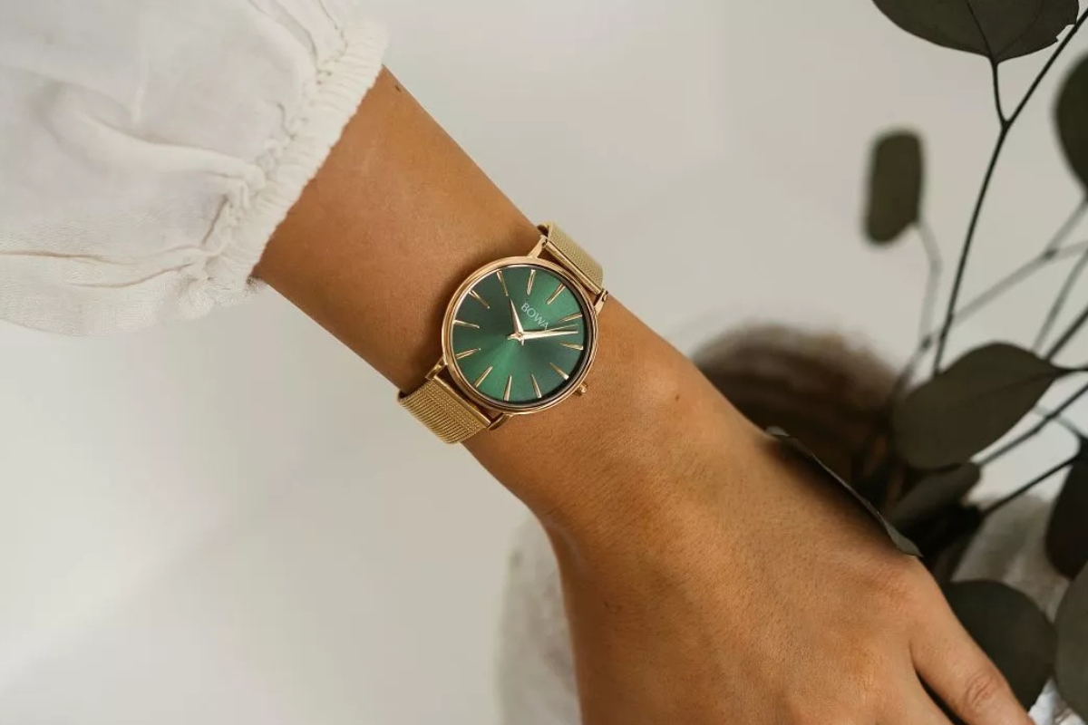 Zegarek damski BOWA Praha Green-Gold Mesh