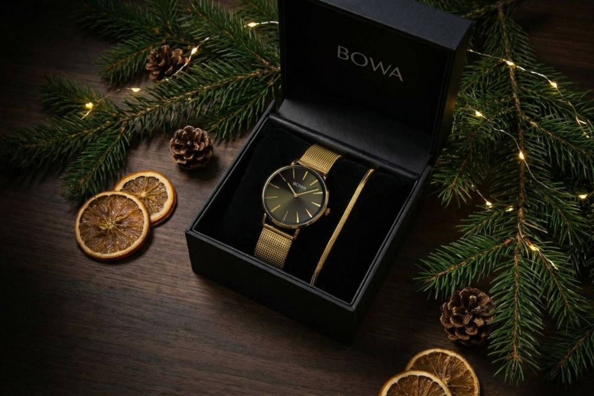 BOWA New York Green-Gold Mesh 38 Gift Set (zegarek + bransoletka)